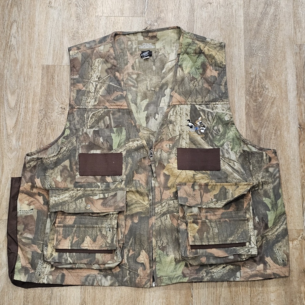 Quail Unlimited Hunting Vest XXL Advantage‎ Timber Camo Outdoor Shooting Pocket